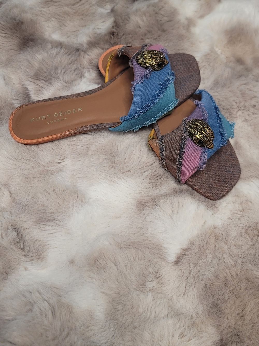 Kurt Geiger Multicolor Denim Slide Sandals